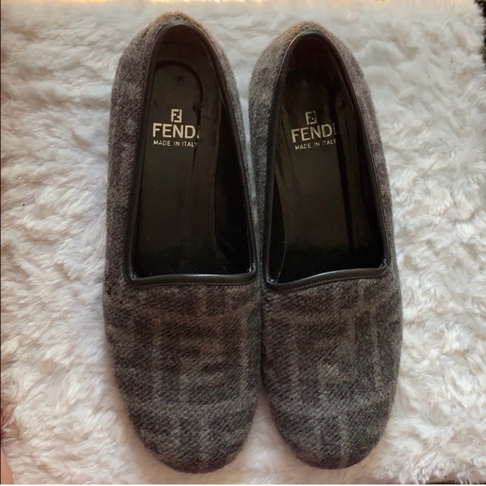 Fendi Women's Plaid Gray Slippers